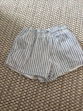 Abercrombie & Fitch White Shorts with Blue Pinstripes